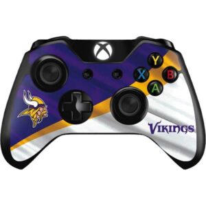 skinit decal gaming skin compatible with xbox one controller - officially licensed nfl minnesota vikings design