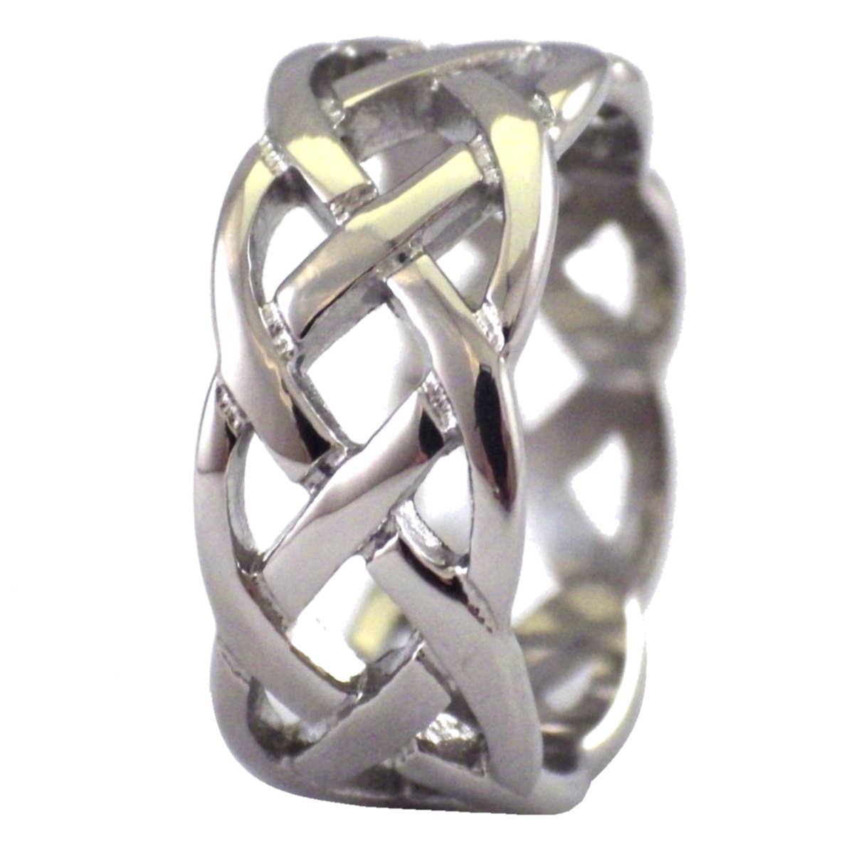 Fantasy Forge Jewelry Celtic Knot Ring Open Weave Wedding Band Stainless Steel 9mm Handfasting Size 9