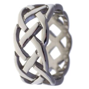 Fantasy Forge Jewelry Celtic Knot Ring Open Weave Wedding Band Stainless Steel 9mm Handfasting Size 9