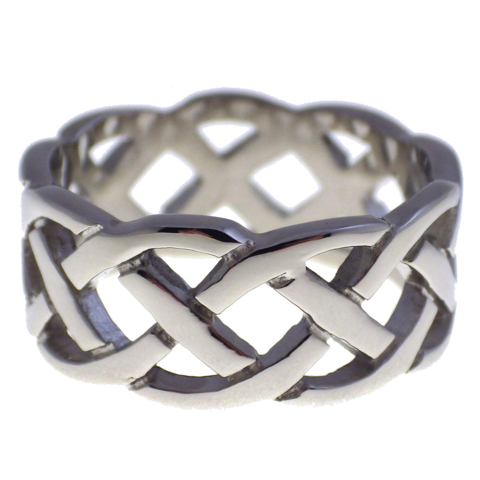 Fantasy Forge Jewelry Celtic Knot Ring Open Weave Wedding Band Stainless Steel 9mm Handfasting Size 9