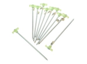 se 10-1/2" metal tent pegs with glow-in-the-dark stoppers (10-pack) - 910nrc10