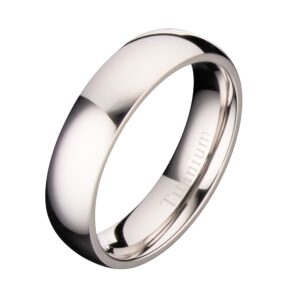 MJ Metals Jewelry Classic Mirror Polished Lightweight 5mm Titanium Wedding Band Comfort Fit Ring Size 9