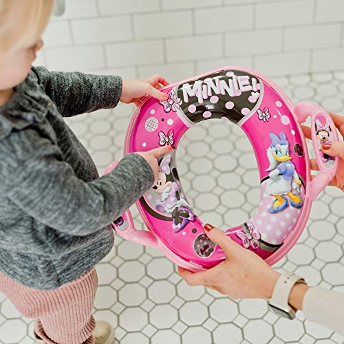 The First Years Disney Minnie Mouse Soft Potty Seat - Cushioned Toddler Toilet Seat Attachment - Toddler Potty Training Toilet Seat with Handles - Ages 18 Months and Up