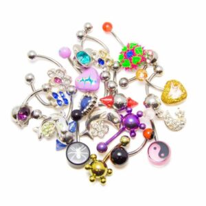 12pcs 14G Surgical Steel Belly Button Ring for Women Belly Piercing Dangling Cute Heart Butterfly Navel Rings CZ Belly Ring Dolphin - Randomly Picked