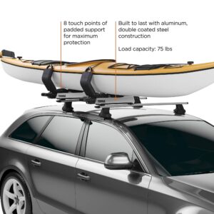 Thule Hullavator Pro Kayak Carrier - Carries 1 Kayak - Roof-Mounted - Lift-Assistance for easy loading and unloading - 75lb Load capacity - includes straps and tie downs