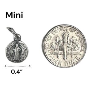 Catholica Shop Lot of 12 Mini Antque Silver Tone St Benedict Protection Medals - Mini