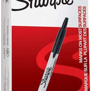 Sharpie 32701 Retractable Permanent Markers, Fine Point, Black, 144 Count (12 Boxes of 12 Markers each Box)