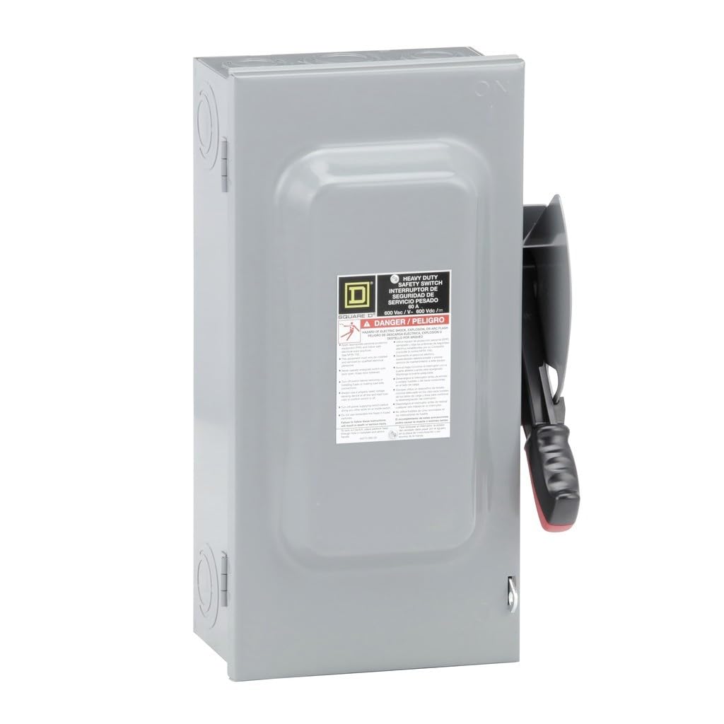 Square D by Schneider Electric Square D - HU362 Heavy Duty Safety Switch, Non-Fusible, 60-Amp, 600V, 3-Pole, Indoor