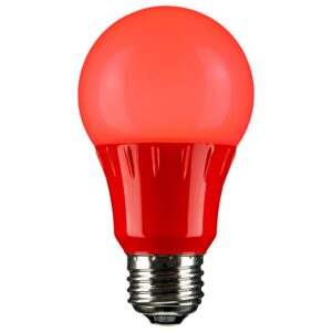 sunlite 80148 led a19 colored light bulb, 3 watts (25w equivalent), e26 medium base, non-dimmable, ul listed, party decoration, holiday lighting, 1 count, red