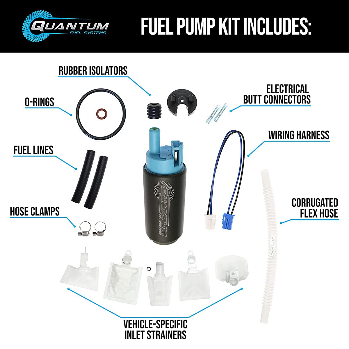 QFS OEM In-Tank Fuel Pump Replacement for Suzuki GSX-R750 R600 R1000, Hayabusa 1300, SV650 1000 Intruder 800 1500 Volusia 800 V-Strom 650 1000 VZ800, 2001-2019, OEM 15100-01H00 15100-41G00 15100-15H00