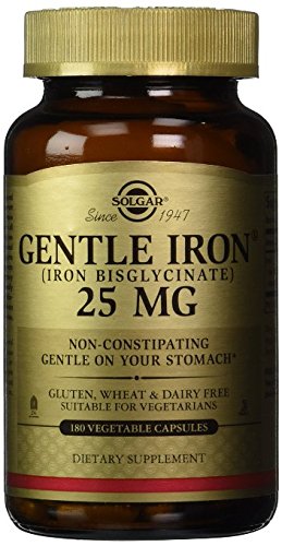 Solgar - Gentle Iron 25 mg Vegetable Capsules 180 Count 3 Pack Easy on Stomach, Promote Red Blood Cell Production.