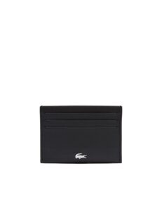 lacoste nh1346fg mens leather fitzgerald credit card holder wallet,compact, black, one size