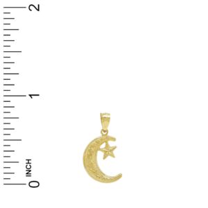 Gold Moon and Star Charm - 10 Karat Solid Gold - Moon Pendant - Celestial Jewelry (Style 2)