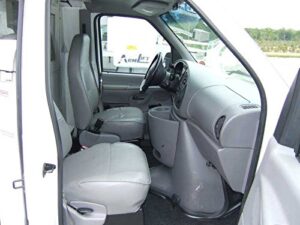 durafit seat covers, made to fit 1993-2007 e-series van, front bucket seats without armrests, exact fit seat covers in gray endura fabric not for rv's