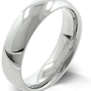 His Hers Couples Ring Set Womens Round CZ Stainless Steel Wedding Ring Set Mens Matching Band - Size W6M9