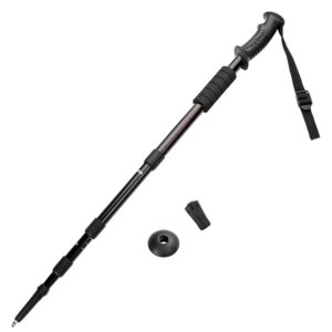 crown sporting goods shock-resistant adjustable trekking pole and hiking staff, black, 43-inch