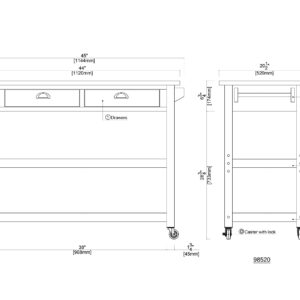 Boraam Sonoma Kitchen Cart, Barnwood Wire-Brush