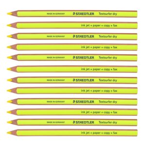 Staedtler Textsurfer Dry Highlighter Pencil 128 64 Drawing for Writing Sketching Inkjet,paper,copy,fax (Pack of 12 Yellow)