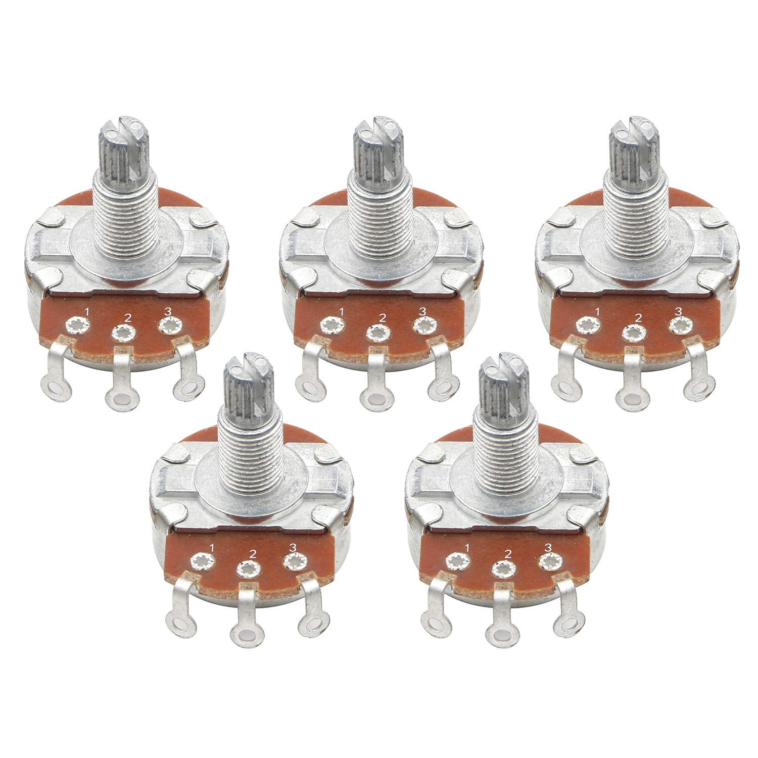 Long Split Shaft 18mm Guitar Potentiometers A500K-OHM Big Control Pots for Electric Bass Guitar Pack of 5