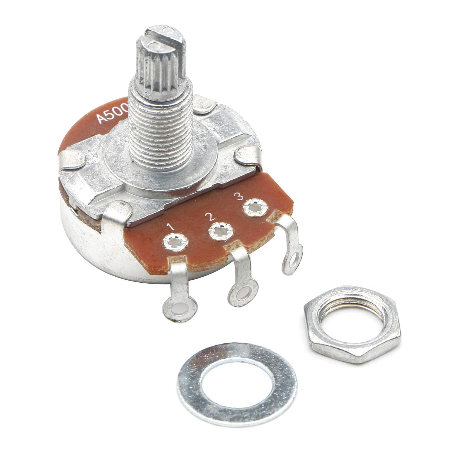 Long Split Shaft 18mm Guitar Potentiometers A500K-OHM Big Control Pots for Electric Bass Guitar Pack of 5