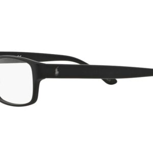 Polo Ralph Lauren Men's PH2065 Rectangular Prescription Eyewear Frames, Matte Black/Demo Lens, 54 mm