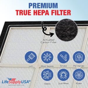 LifeSupplyUSA Complete Replacement Filter Set (1 True HEPA Air Cleaner Replacement Filter + 4 Carbon Filters) Compatible with Whirlpool 1183051K PLASTIC FRAME Air Purifiers (1-Pack)