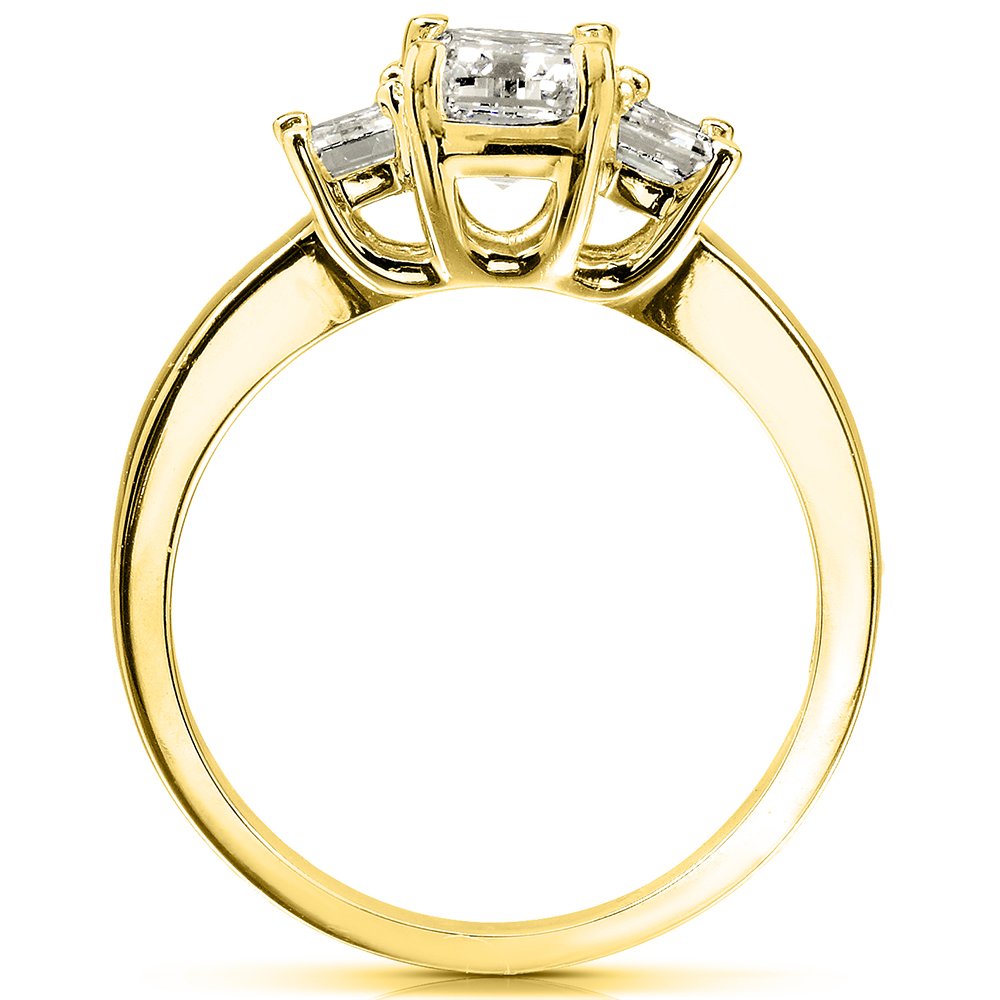 Kobelli Emerald-cut Moissanite Three-stone Engagement Ring 1 5/8 CTW 14k Yellow Gold, Size 8.5