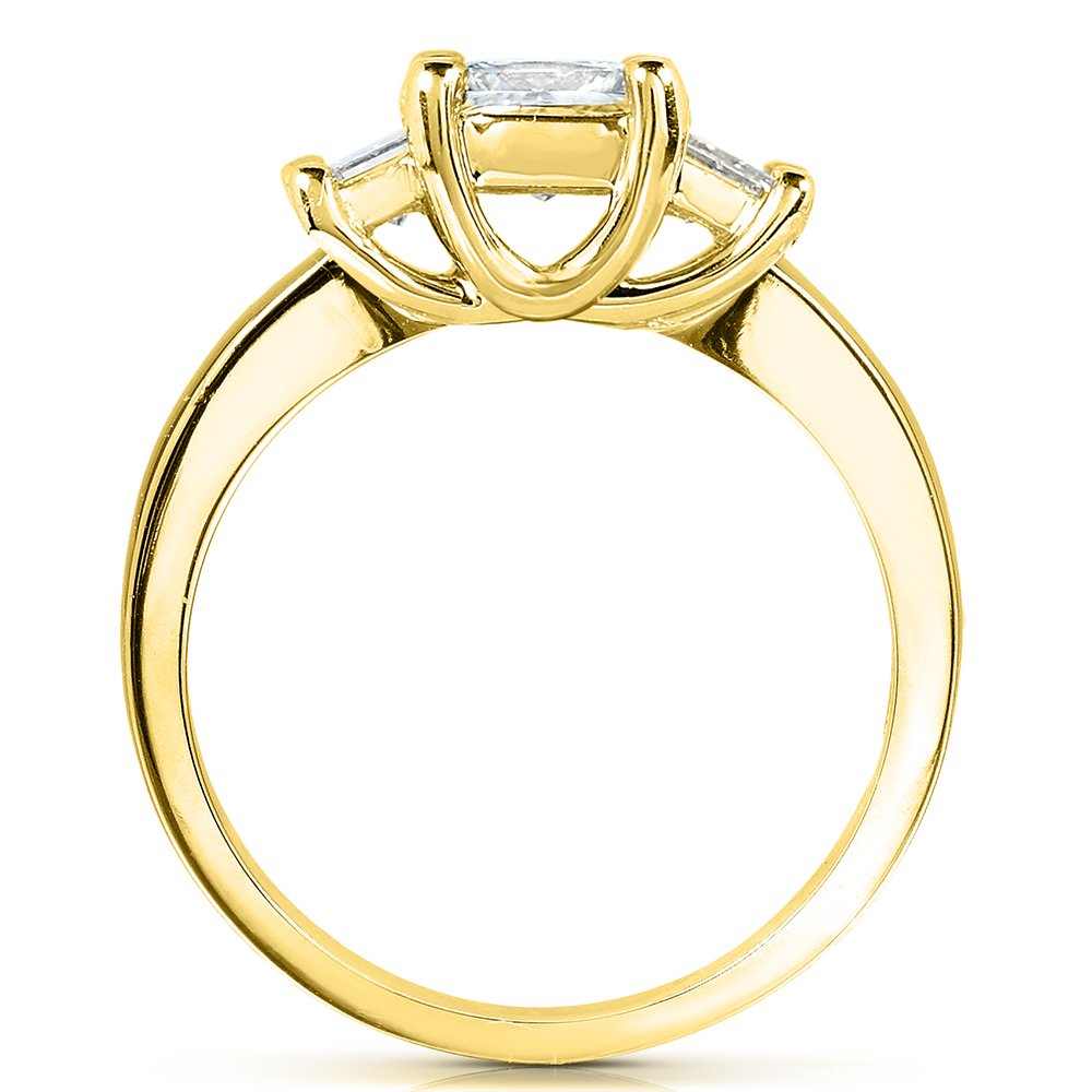 Kobelli Emerald-cut Moissanite Three-stone Engagement Ring 2 3/4 CTW 14k Yellow Gold, Size 5.5