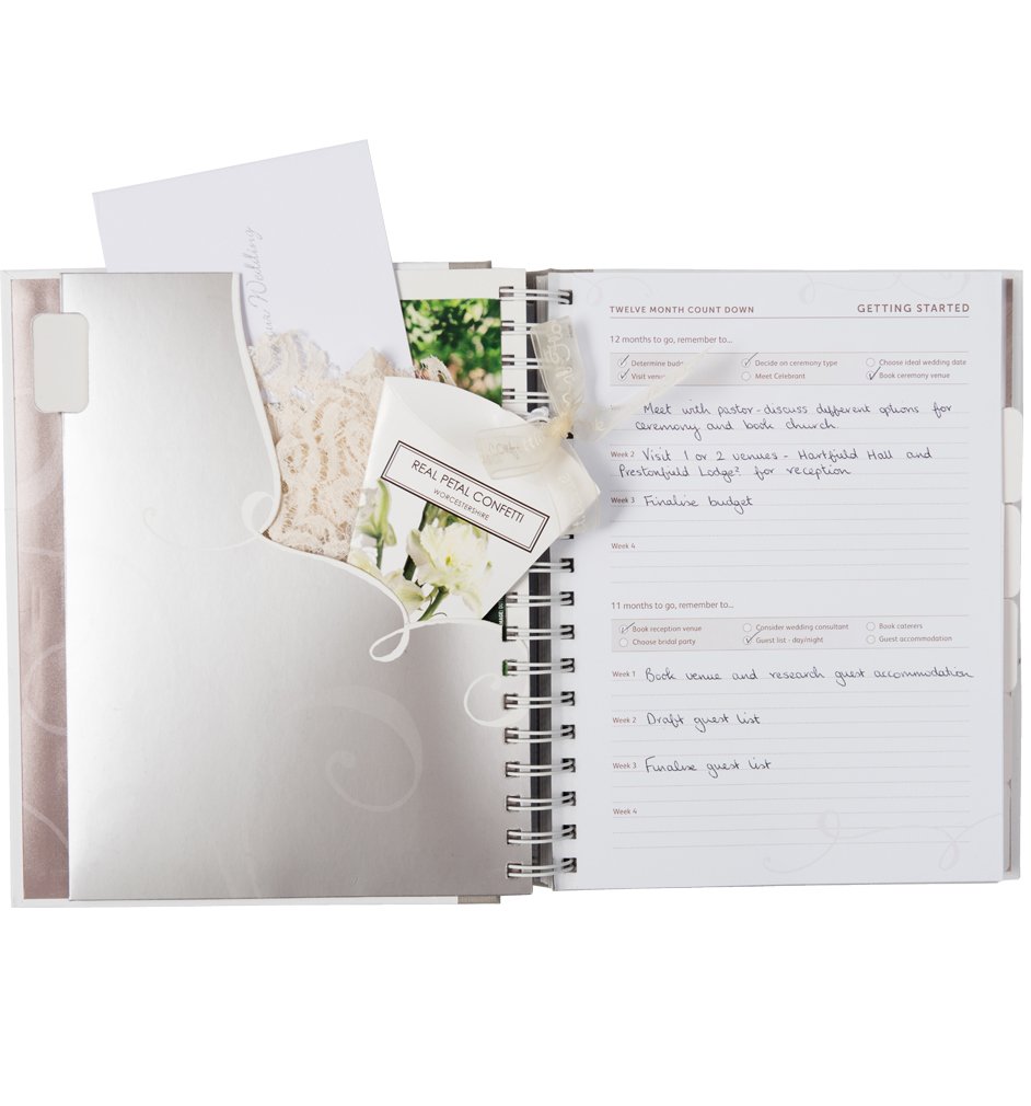 Busy B 4443 Bride to B Script Wedding Planner - perfect engagement gift with checklists, pockets and an undated planning countdown.