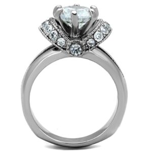 Marimor Jewelry 2.5 Carat Round Cut AAA Zirconia Stainless Steel Engagement Ring Women's Size 6