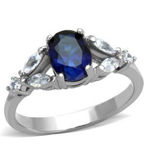 marimor jewelry 1.67 carat oval cut blue montana cubic zirconia stainless steel engagement ring women's size 8