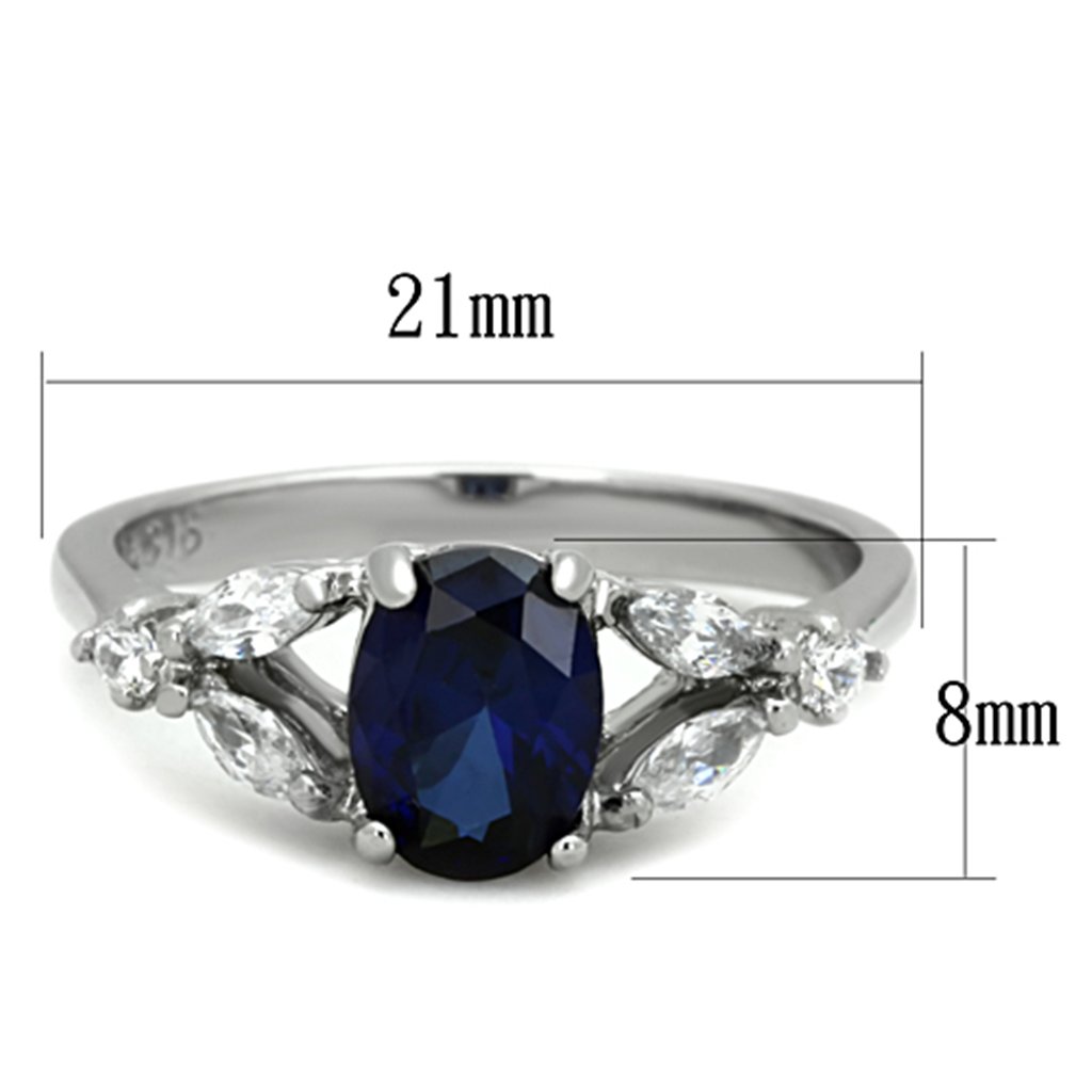 Marimor Jewelry 1.67 Carat Oval Cut Blue Montana Cubic Zirconia Stainless Steel Engagement Ring Women's Size 8