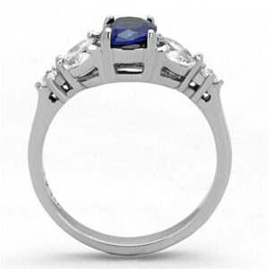 Marimor Jewelry 1.67 Carat Oval Cut Blue Montana Cubic Zirconia Stainless Steel Engagement Ring Women's Size 8