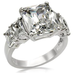 marimor jewelry 9.50 carat radiant cut zirconia stainless steel engagement ring women's size 9