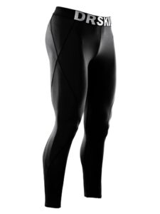 drskin compression cool dry sports tights pants baselayer running leggings yoga rashguard men (m, black)