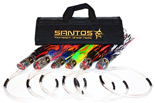 Santos Tournament Grade Tackle Marlin Offshore Big Game Trolling Lure Pack, Black/Blue