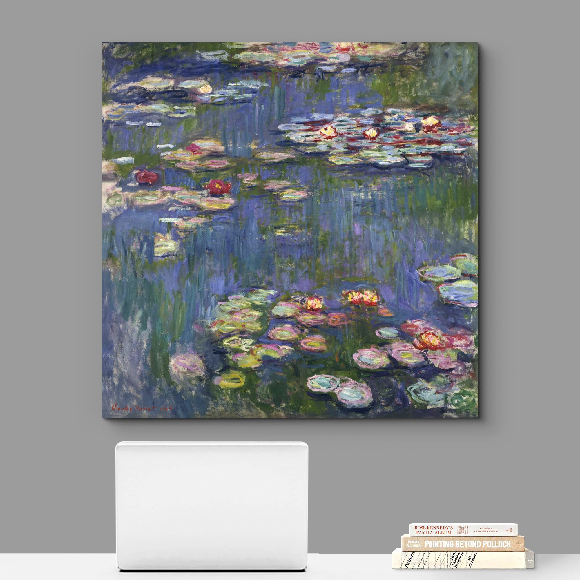 wall26 Canvas Print Wall Art Water Lilies by Claude Monet Nature Wilderness Illustrations Impressionism Traditional Scenic Colorful for Living Room, Bedroom, Office - 16"x16"