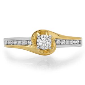 Dazzlingrock Collection 0.40 Carat (ctw) 14K Two Tone Gold Round White Diamond Ladies Twisted Bridal Engagement Ring, Size 5.5