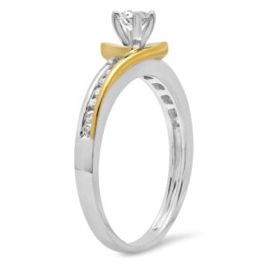 Dazzlingrock Collection 0.40 Carat (ctw) 14K Two Tone Gold Round White Diamond Ladies Twisted Bridal Engagement Ring, Size 5.5