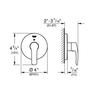 Eurosmart New Single-Handle 3-Port Diverter Valve Trim Kit with Lever Handle