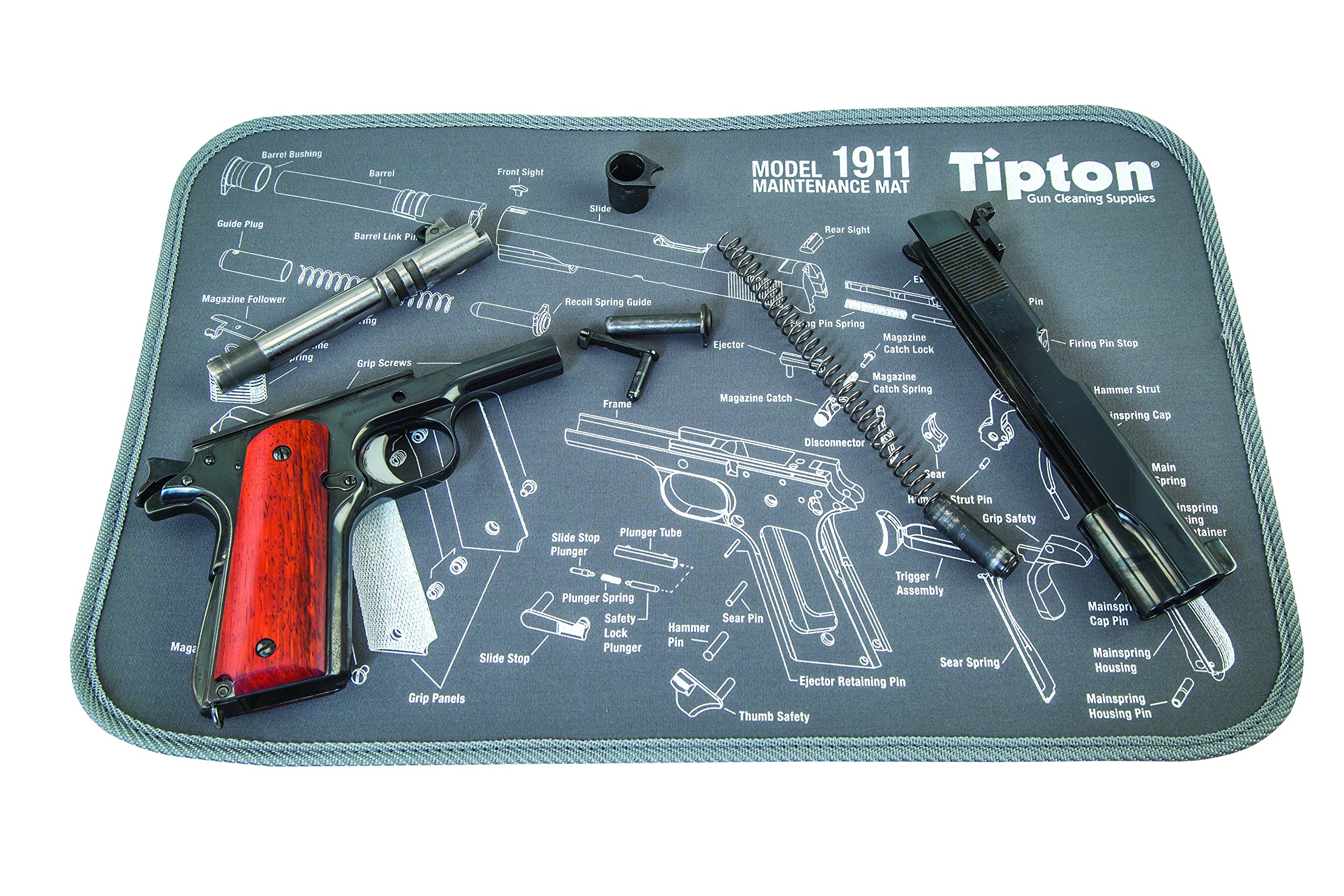 Tipton 1911 Maintenance Mat with Handgun Schematic and Neoprene Construction for Pistol Cleaning