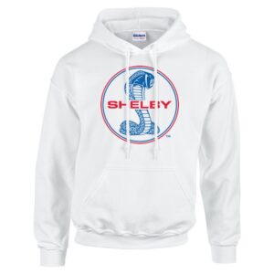 Ford Mustang Shelby Cobra Hooded Sweatshirt Blue and Red Hoodie Hood Racing Performance Tough Muscle Car Design-White-XXXL