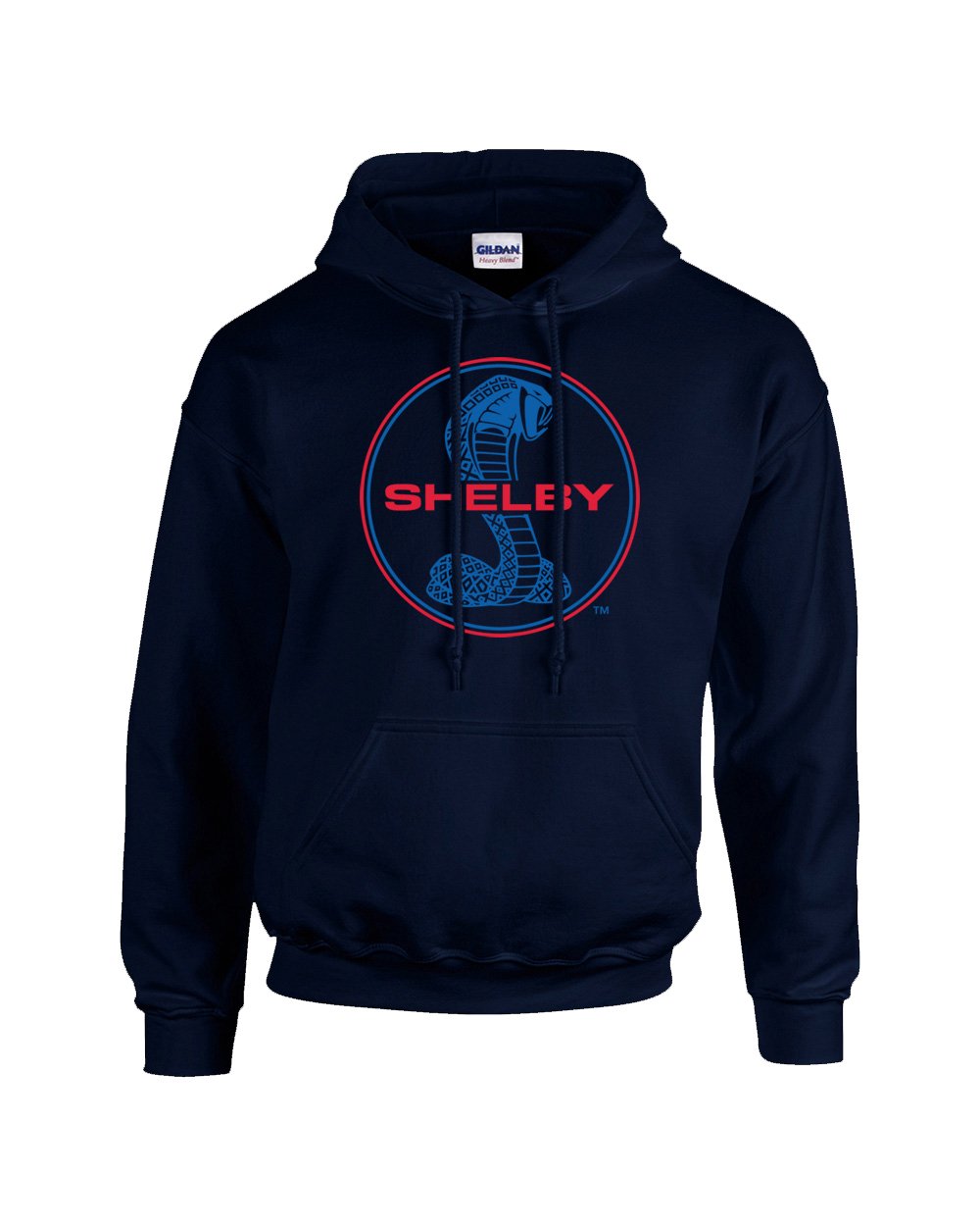 Ford Mustang Shelby Cobra Hooded Sweatshirt Blue and Red Hoodie Hood Racing Performance Tough Muscle Car Design-Navy-XXXL