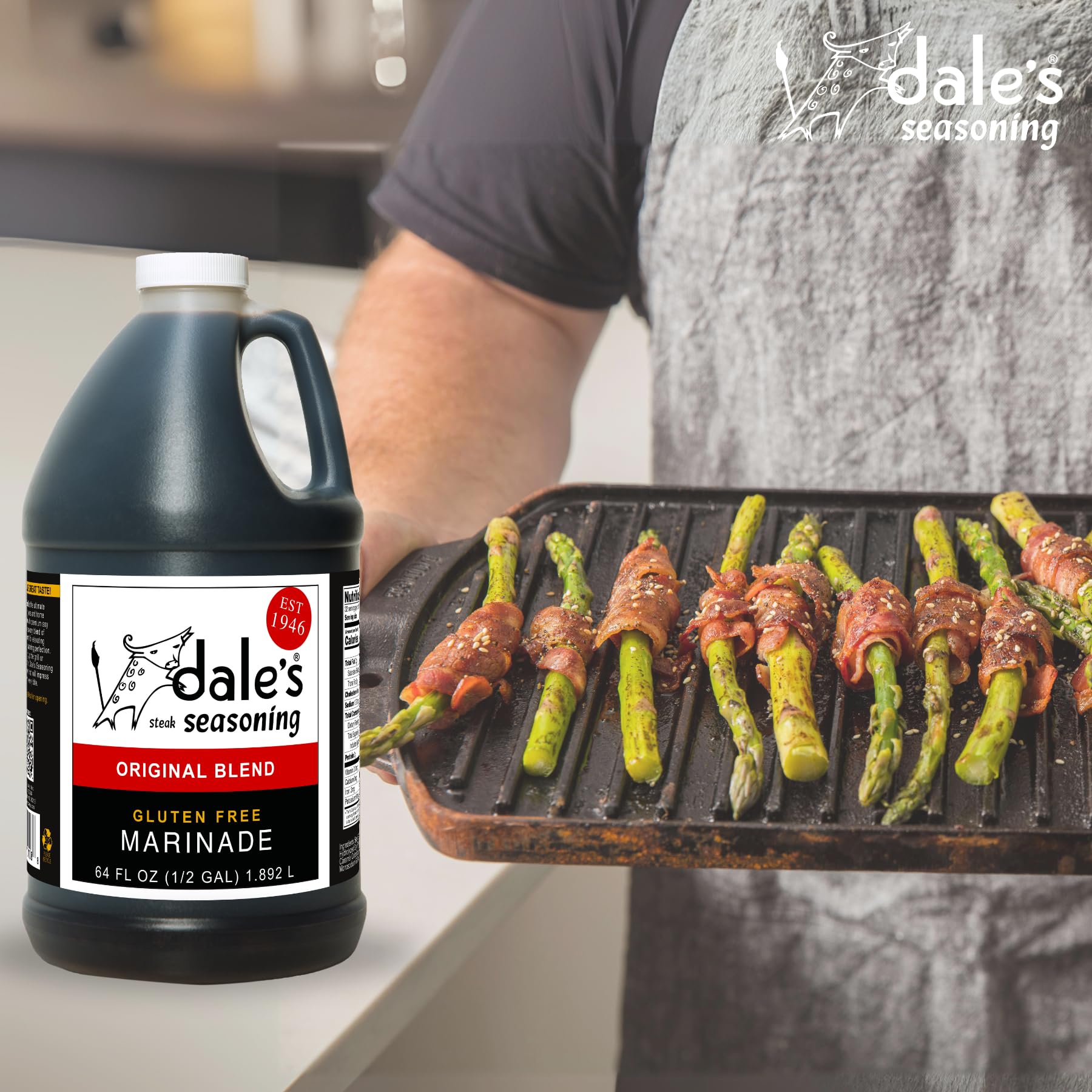 Original Steak, Poultry and Vegetable Seasoning By Dale's, Gluten Free | Delicious on All Meats, Fish, and Vegetables | 64 oz Bottle (Family Size) | No Long Marinating, Savory Blend of Exotic Spices!