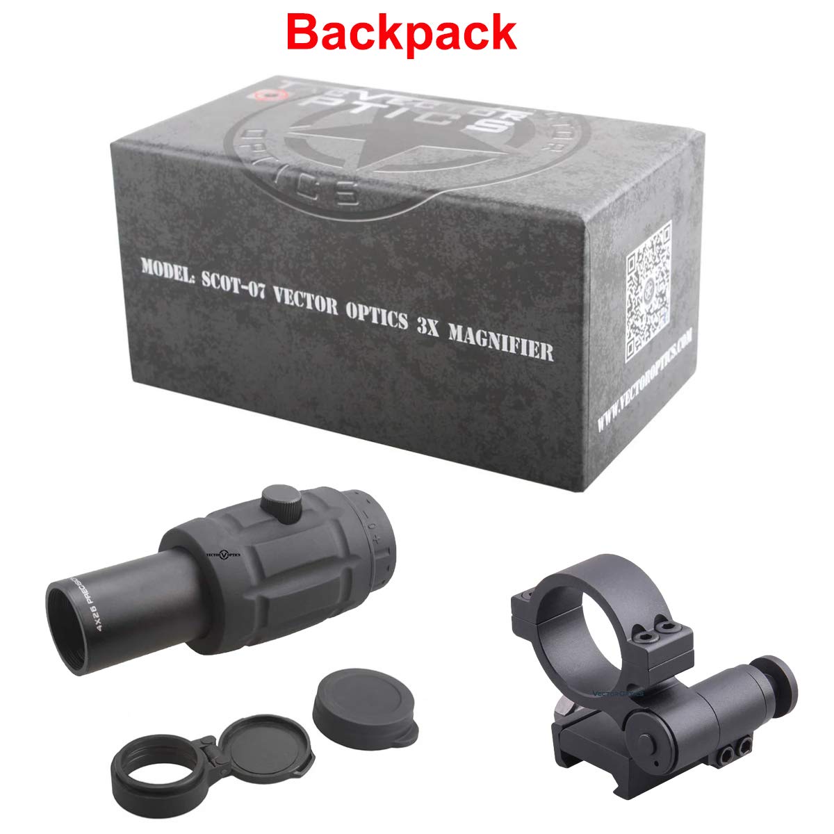 TAC Vector Optics Rubber Armored 3X Magnifier Holographic Red Dot Sight Scope Flip to Side QD Weaver Mount Color Black