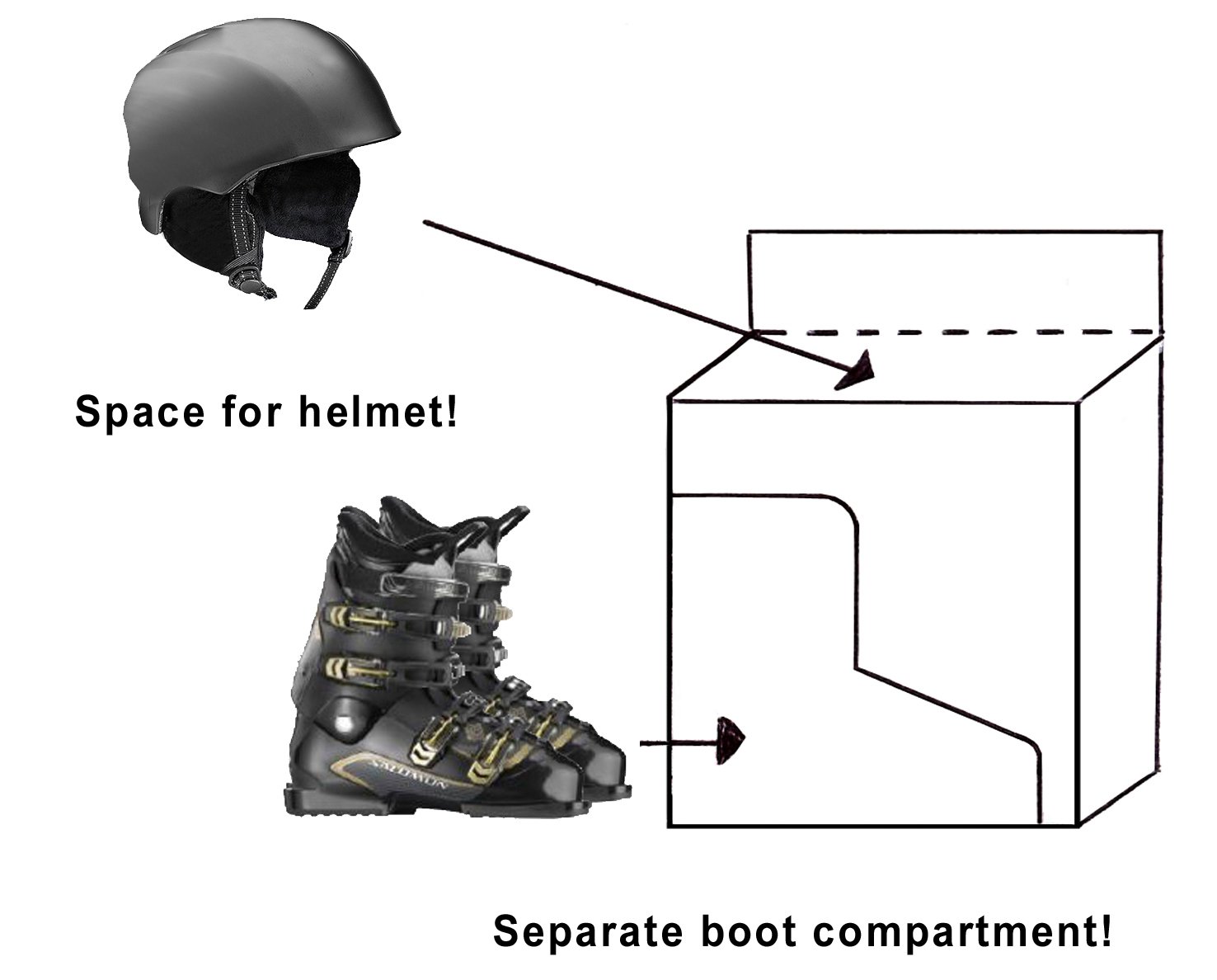 BRUBAKER "Champion Combo Ski Boot Bag and Ski Bag for 1 Pair of Ski up to 190 cm, Poles, Boots and Helmet - Black Green