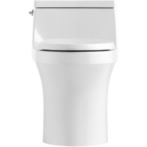 KOHLER K-5172-0 San Souci Comfort Height Compact Elongated 1.28 GPF Toilet with Aqua Piston Flushing Technology and Left-Hand Trip Lever