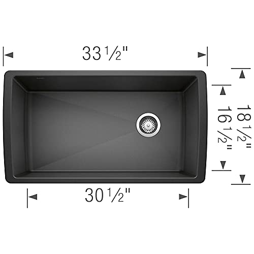 BLANCO, Anthracite 441768 DIAMOND SILGRANIT Super Single Undermount Kitchen Sink, 33.5" X 18.5"