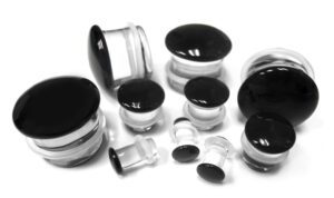 urban body jewelry 1 pair of 8 gauge (8g - 3mm) black glass plugs - single flare