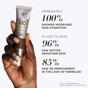 IT Cosmetics Your Skin But Better CC+ Cream, Tan (W) - Color Correcting Cream, Full-Coverage Foundation, Hydrating Serum & SPF 50+ Sunscreen - Natural Finish - 1.08 fl oz